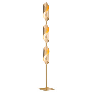 LED Stehleuchte, Metall gold, Fußschalter, H 142 cm