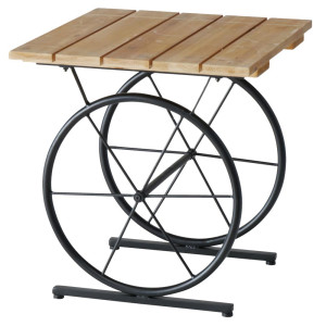 Beistelltisch, Rad-Design, Eisen, Holz, schwarz, H 51 cm