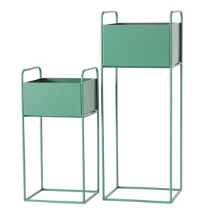2er Set Pflanztopfhalter, Eisen, grün, H 49/70 cm
