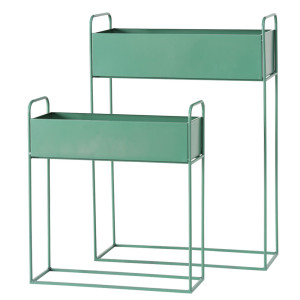 2er Set Pflanzentopfhalter, Eisen, grün, H 49 - 70 cm