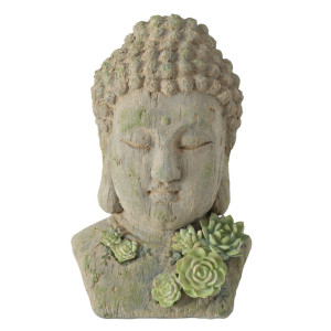 Buddha Dekofigur, Kunstharz, grau H 35 cm