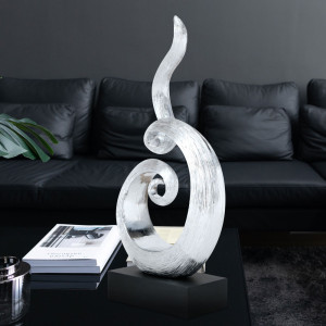 Skulptur, Kunstharz handgearbeitet, antiksilber, H 39 cm