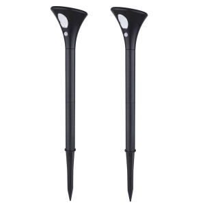 2er Set LED Solar Steckleuchte, Bewegungsmelder, H 62 cm