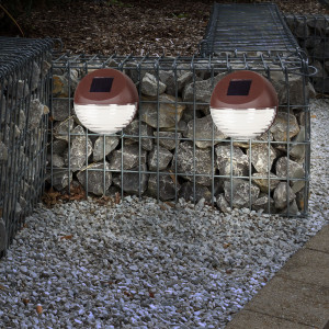 2er Set LED Solarleuchte, Zaun. rund, braun, 11 cm