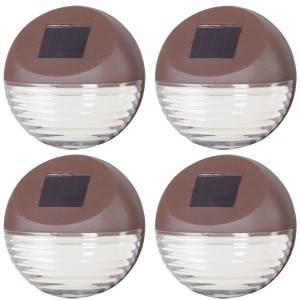 4er Set LED Solarleuchte, Zaun. rund, braun, 11 cm