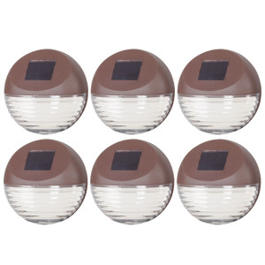 6er Set LED Solarleuchte, Zaun. rund, braun, 11 cm