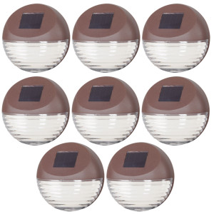 8er Set LED Solarleuchte, Zaun. rund, braun, 11 cm