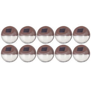 10er Set LED Solarleuchte, Zaun. rund, braun, 11 cm