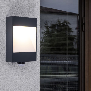LED Wandleuchte, Bewegungsmelder, ALU, anthrazit, H 32,5 cm