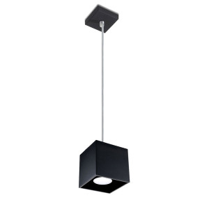 Pendelleuchte, quadratisch, Aluminium schwarz, H 80 cm