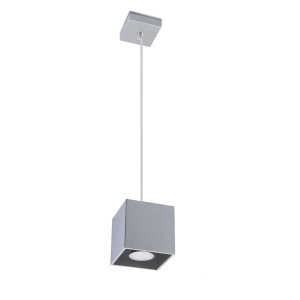 Pendelleuchte, quadratisch, Aluminium grau, H 80 cm