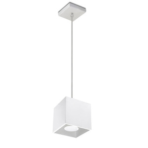 Pendelleuchte, quadratisch, Aluminium weiß, H 80 cm