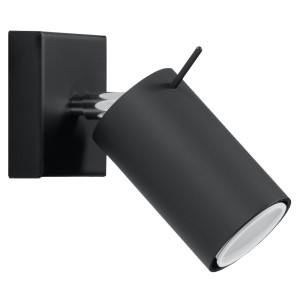Wandleuchte, Stahl, schwarz, Spot verstellbar, H 10 cm