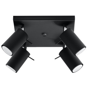 Deckenleuchte, Stahl, schwarz, Spots verstellbar, L 25 cm