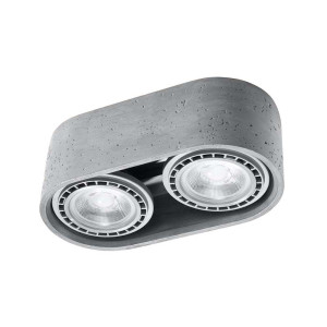 Deckenleuchte, 2-flammig, Grau, Beton, L 27 cm