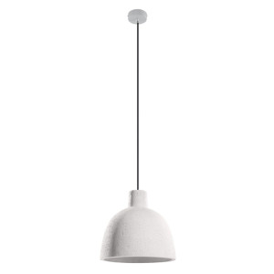 Pendelleuchte, Weiß Beton, Kuppel, hängend, H 100 cm