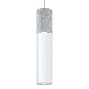 Pendelleuchte, Weiß Stahl, Grau Beton, H 100 cm