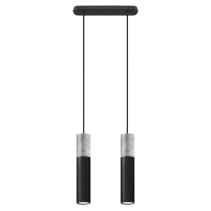 Pendelleuchte, schwarz, Beton grau, H 100 cm