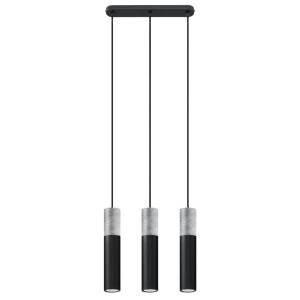Pendelleuchte, Stahl schwarz, Beton grau, H 100 cm