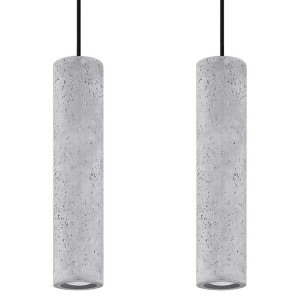Pendelleuchte, 2-flammig, Schwarz, Grau, Beton, H 100 cm