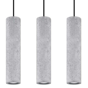 Pendelleuchte, 3-flammig, Schwarz, Beton, Grau, L 40 cm