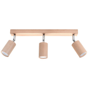 Deckenleuchte, Holz, braun, Spots verstellbar, L 40 cm