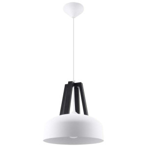 Pendelleuchte, Weiß, Holz, Stahl, H 100 cm