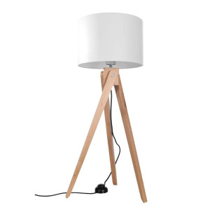 Stehlampe, Schwarz, Weiß, Holz, 3-Bein, H 80 cm