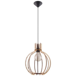 Pendelleuchte, Holz, offener Schirm, Licht-Effekt, H 100 cm
