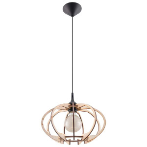 Pendelleuchte, Holz, offener Schirm, Licht-Effekt, H 90 cm