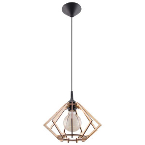 Pendelleuchte, Holz, offener Schirm, Licht-Effekt, H 90 cm