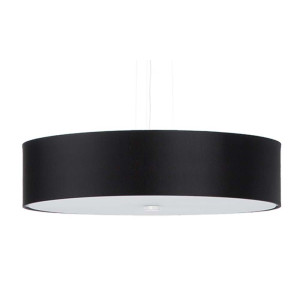 Pendelleuchte, Schwarz, Weiß, Stoff, Glas, Stahl, H 110 cm