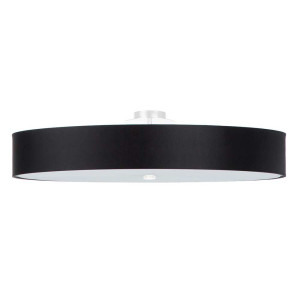 Deckenleuchte, Schwarz, Weiß, Stoff, Glas, L 90 cm