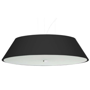 Pendelleuchte, Schwarz, Weiß, Stoff, Glas, Stahl, H 110 cm