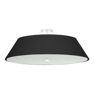 Deckenleuchte, Schwarz, Weiß, Stoff, Glas, Stahl, L 60 cm