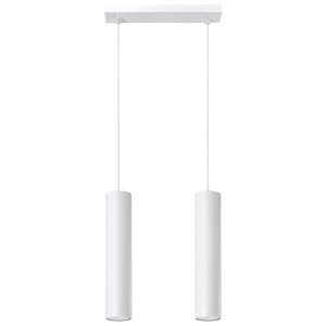 Pendelleuchte, Weiß, Stahl, 2-flammig, H 130 cm
