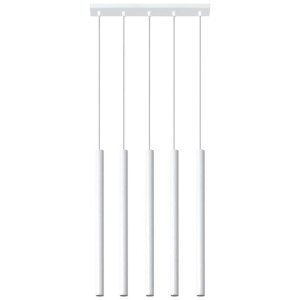 Pendelleuchte, Weiß, Stahl, 5-flammig, H 100 cm