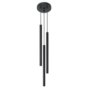 Pendelleuchte, Schwarz, Stahl, 3-flammig, H 100 cm