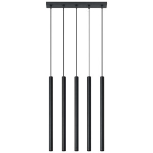 Pendelleuchte, Schwarz, Stahl, 5-flammig, H 100 cm