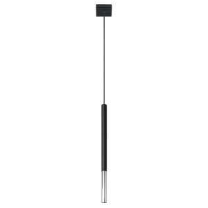 Pendelleuchte, Stahl, schwarz-chrom, H 110 cm