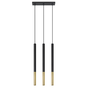 Pendelleuchte, Stahl, schwarz-gold, H 110 cm