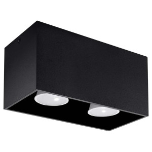 Deckenleuchte, Schwarz, ALU, 2-flammig, H 20 cm