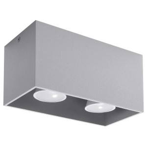 Deckenleuchte, Grau, ALU, 2-flammig, H 20 cm