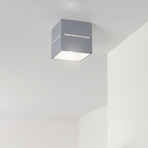 Deckenleuchte, Aluminium grau, H 10 cm