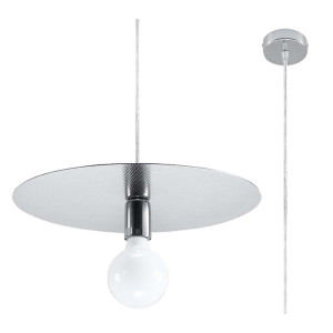 Pendelleuchte, Chrom, Stahl, Kabel, offener Schirm, H 120 cm