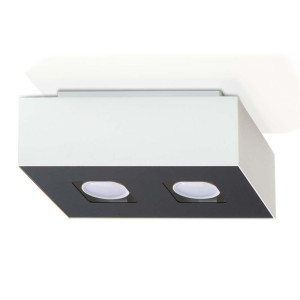 Deckenleuchte, Schwarz, Weiß, Stahl, 2-flammig, L 24 cm