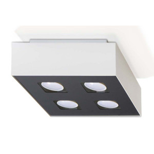 Deckenleuchte, Weiß, Schwarz, Stahl, 4-flammig, H 24 cm