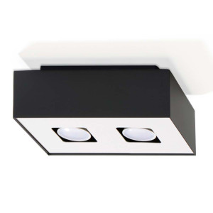 Deckenleuchte, Schwarz, Weiß, Stahl, 2-flammig, L 24 cm