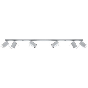 Deckenleuchte, Grau, Stahl, bewegliche Spots, L 120 cm