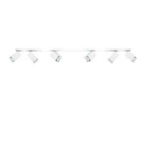 Deckenleuchte, Weiß, Stahl, bewegliche Spots, L 120 cm